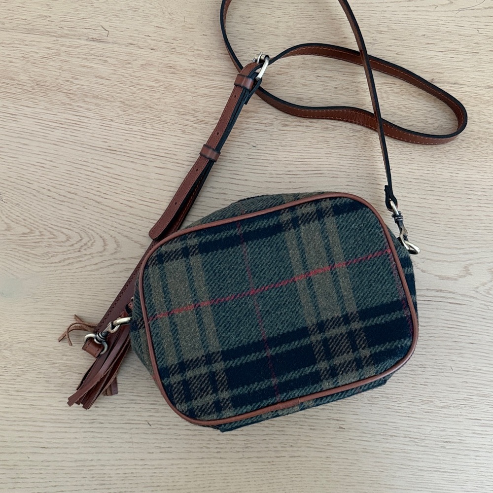 PATRICIA NASH Josie Crossbody Bag in Olive European Wool Tartan Plaid